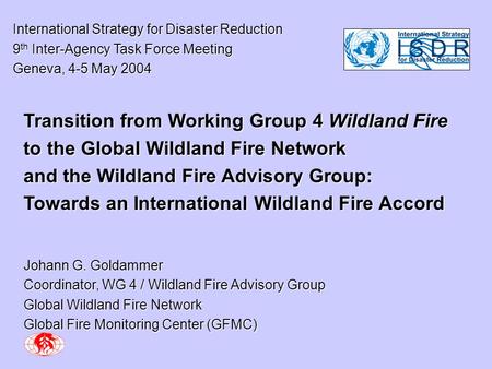International Strategy for Disaster Reduction International Strategy for Disaster Reduction 9 th Inter-Agency Task Force Meeting 9 th Inter-Agency Task.