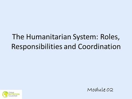 The Humanitarian System: Roles, Responsibilities and Coordination