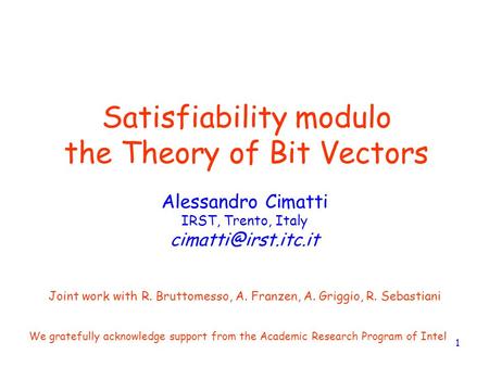 Satisfiability modulo the Theory of Bit Vectors