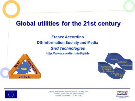 World Wide Web Conference 2006 - 25 May 2006 Global utilities for the 21st century Franco Accordino – DG INFSO/F2 Global utilities for the 21st century.