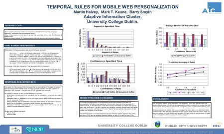 UNIVERSITY COLLEGE DUBLIN DUBLIN CITY UNIVERSITY This material is based upon work supported by Science Foundation Ireland under Grant No. 03/IN3/1361 TEMPORAL.