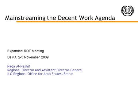 Mainstreaming the Decent Work Agenda