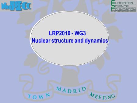 LRP2010 - WG3 Nuclear structure and dynamics. Navin Alahari Thomas Aumann Yorick Blumenfeld Peter Butler Hans Fynbo Andres Gadea Wolfram Korten Adam Maj.