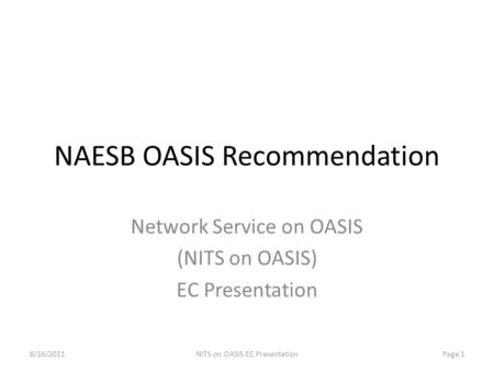 NAESB OASIS Recommendation