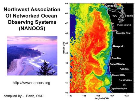 Seattle Puget Sound WA Canada Northwest Association Of Networked Ocean Observing Systems (NANOOS)  compiled by J. Barth, OSU.