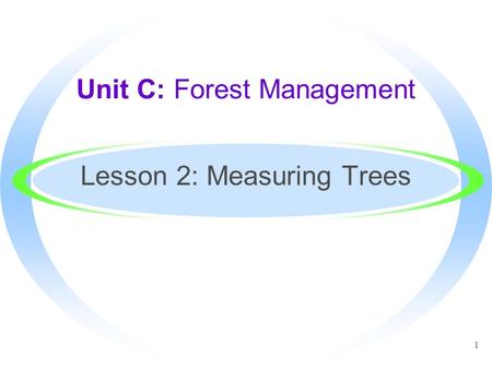 Unit C: Forest Management