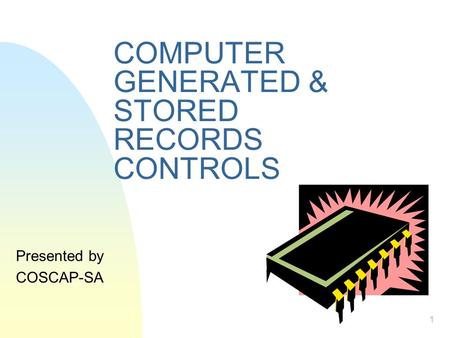 1 COMPUTER GENERATED & STORED RECORDS CONTROLS Presented by COSCAP-SA.