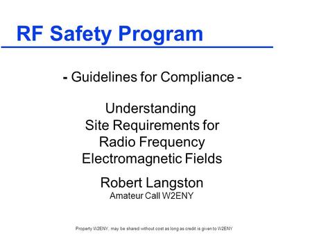 RF Safety Program - Guidelines for Compliance - Understanding