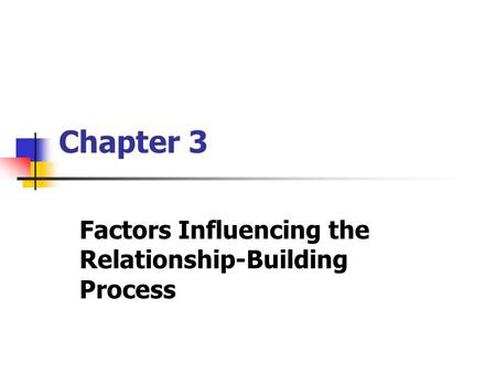 Chapter 3 Factors Influencing the Relationship-Building Process.