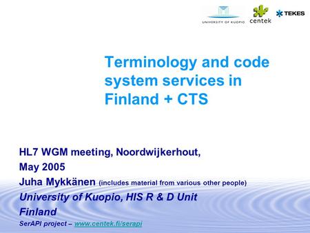 Terminology and code system services in Finland + CTS