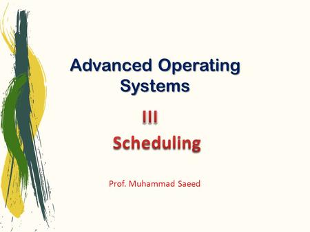 Advanced Operating Systems