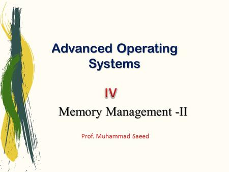 Advanced Operating Systems