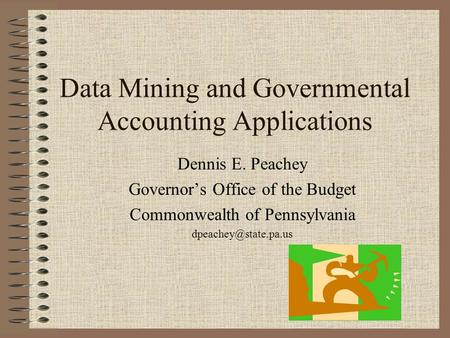 Data Mining and Governmental Accounting Applications