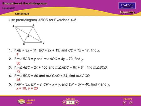 Properties of Parallelograms