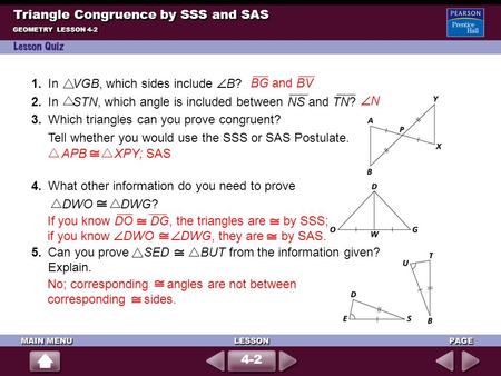 Triangle Congruence by SSS and SAS