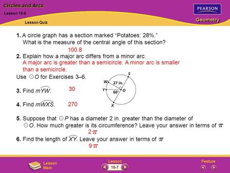 1. A circle graph has a section marked “Potatoes: 28%.”