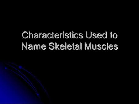 Characteristics Used to Name Skeletal Muscles