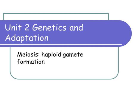 Unit 2 Genetics and Adaptation