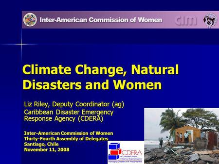 Climate Change, Natural Disasters and Women