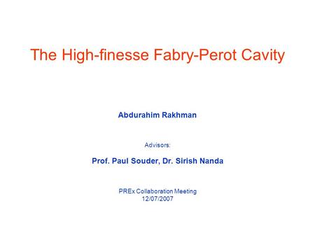 The High-finesse Fabry-Perot Cavity