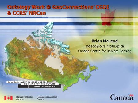 Ontology GeoConnections’ CGDI & CCRS’ NRCan