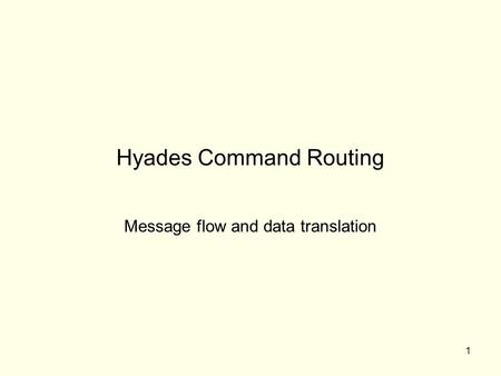 1 Hyades Command Routing Message flow and data translation.