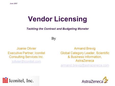 Vendor Licensing Tackling the Contract and Budgeting Monster