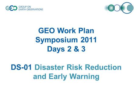 DS-01 Disaster Risk Reduction and Early Warning Definition