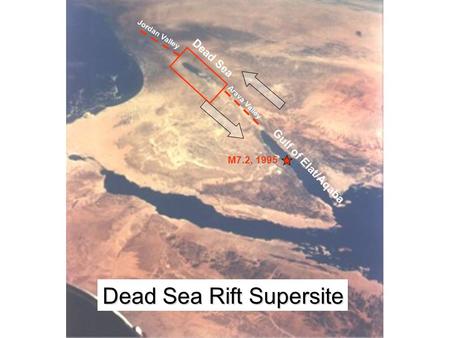 Gulf of Elat/Aqaba Dead Sea Jordan Valley Arava Valley Dead Sea Rift Supersite M7.2, 1995.