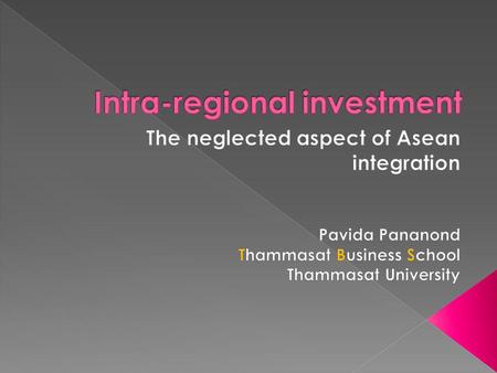 Questions addressed in the paper Why these questions Outward FDI from Asean Conclusions and implications.