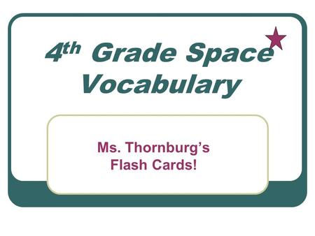 4th Grade Space Vocabulary