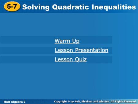 Solving Quadratic Inequalities