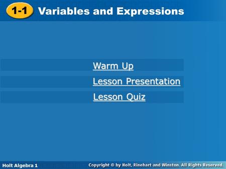 Variables and Expressions