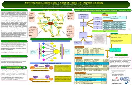 Discovering Disease Associations using a Biomedical Semantic Web: Integration and Ranking One of the principal goals of biomedical research is to elucidate.