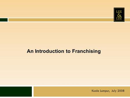 An Introduction to Franchising