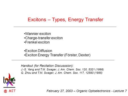 Excitons – Types, Energy Transfer