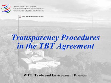 Transparency Procedures in the TBT Agreement