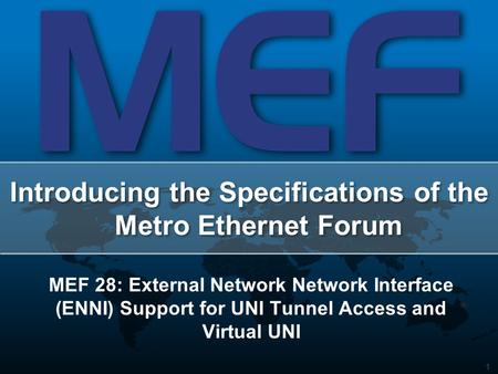 Introducing the Specifications of the Metro Ethernet Forum