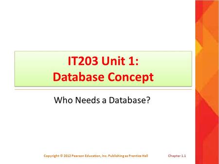 IT203 Unit 1: Database Concept