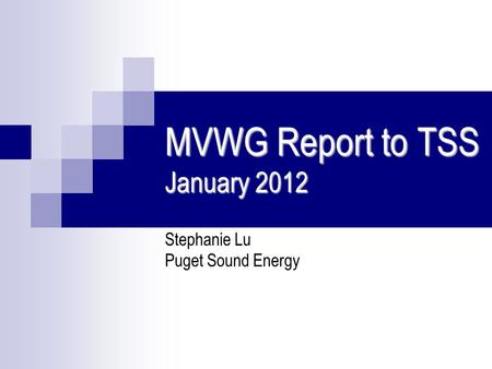 MVWG Report to TSS January 2012