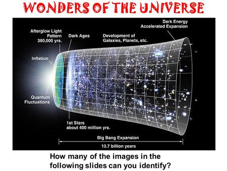 WONDERS OF THE UNIVERSE How many of the images in the following slides can you identify?