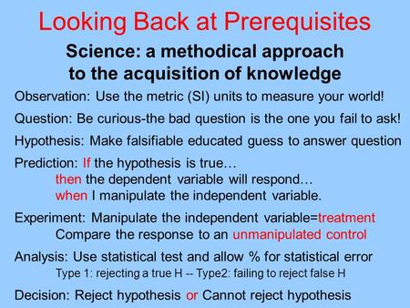 Looking Back at Prerequisites