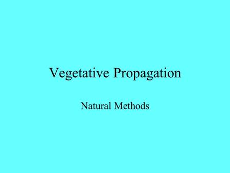 Vegetative Propagation