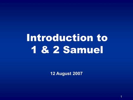 Introduction to 1 & 2 Samuel