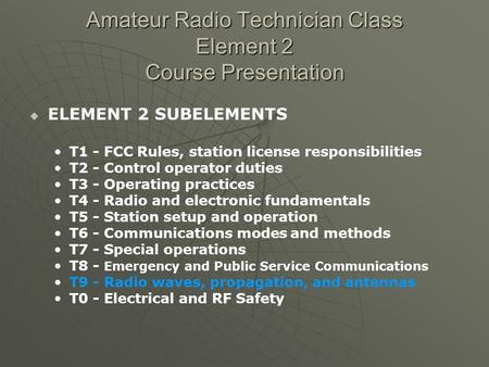 Amateur Radio Technician Class Element 2 Course Presentation