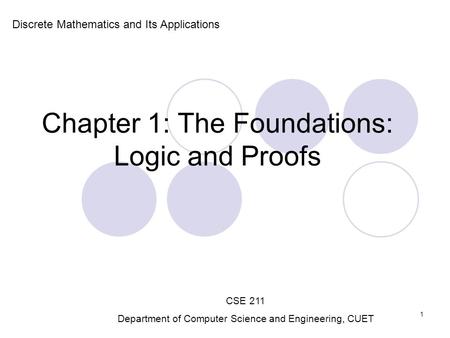 Chapter 1: The Foundations: Logic and Proofs