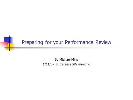 Preparing for your Performance Review