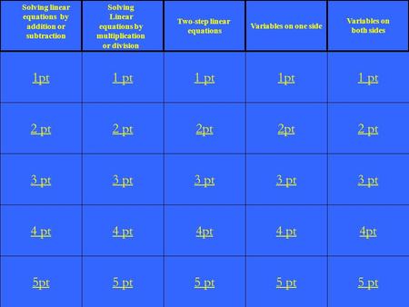 2 pt 3 pt 4 pt 5pt 1 pt 2 pt 3 pt 4 pt 5 pt 1 pt 2pt 3 pt 4pt 5 pt 1pt 2pt 3 pt 4 pt 5 pt 1 pt 2 pt 3 pt 4pt 5 pt 1pt Two-step linear equations Variables.