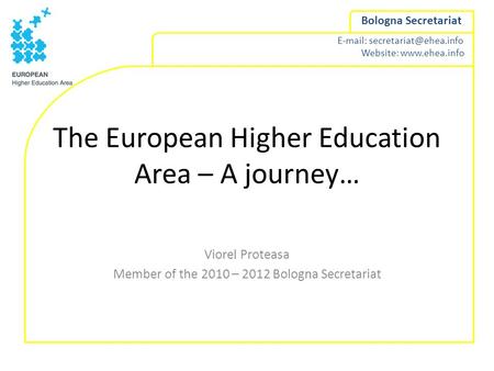 The European Higher Education Area – A journey…