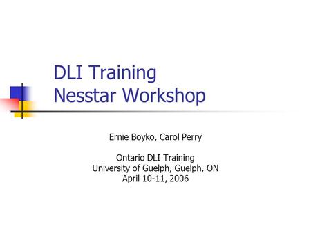 DLI Training Nesstar Workshop